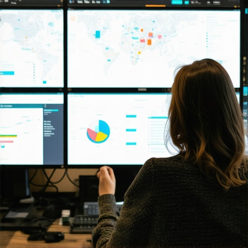 SEO analyst reviewing maps and local SEO data on computer screens