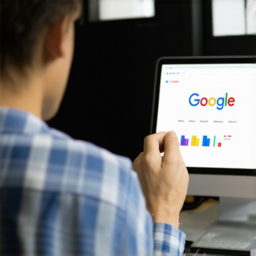 Business owner analyzing Google My Business analytics on a computer