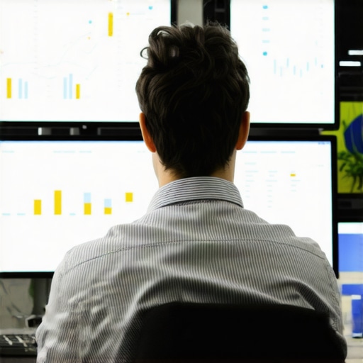 SEO expert reviewing local search analytics on multiple screens in a modern office