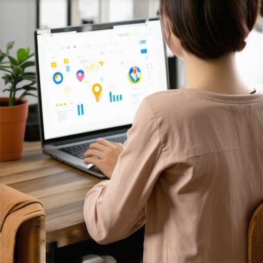 Person working on local SEO analytics with maps and graphs