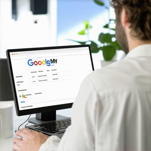 Local business owner working on Google My Business profile on a computer.