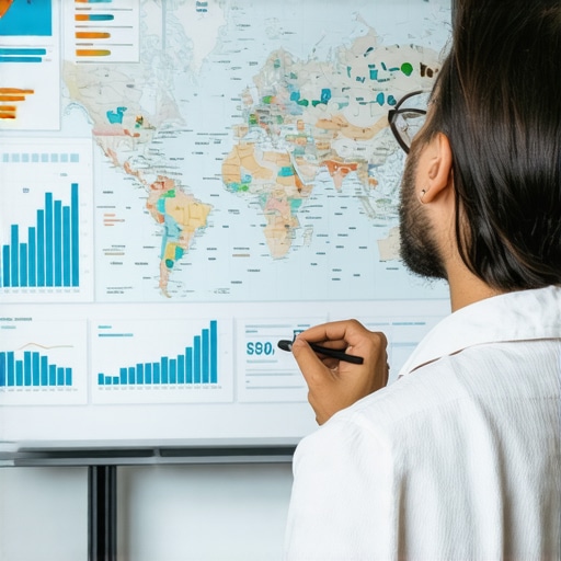 Expert Analyzing Maps SEO Data Person analyzing local maps SEO analytics on a computer screen