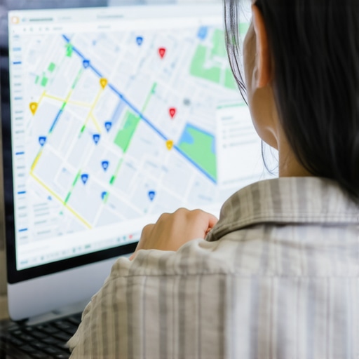 Local Business SEO Analysis Business owner analyzing local SEO data on a laptop