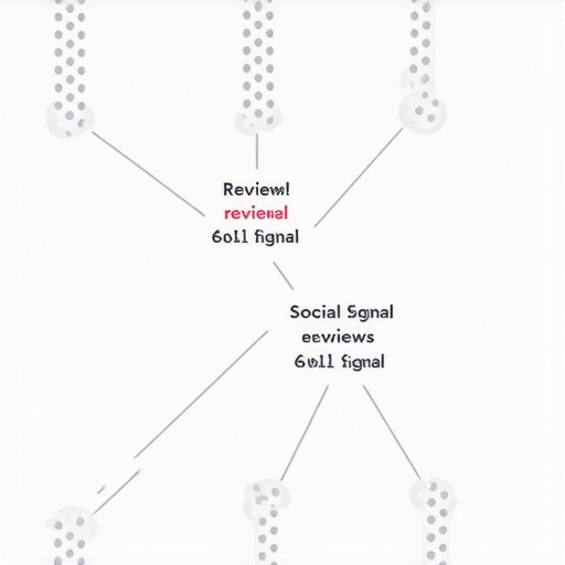 Infographic showing how social signals, reviews, and local search rankings are connected