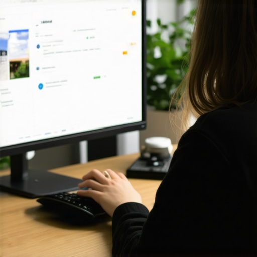 Business owner optimizing Google My Business profile with advanced SEO tools