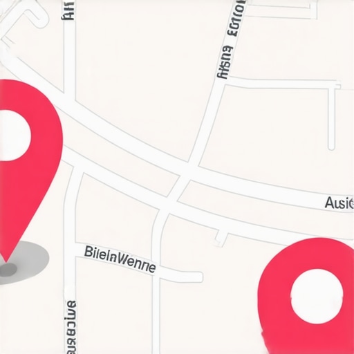 Digital map with location markers representing local business rankings