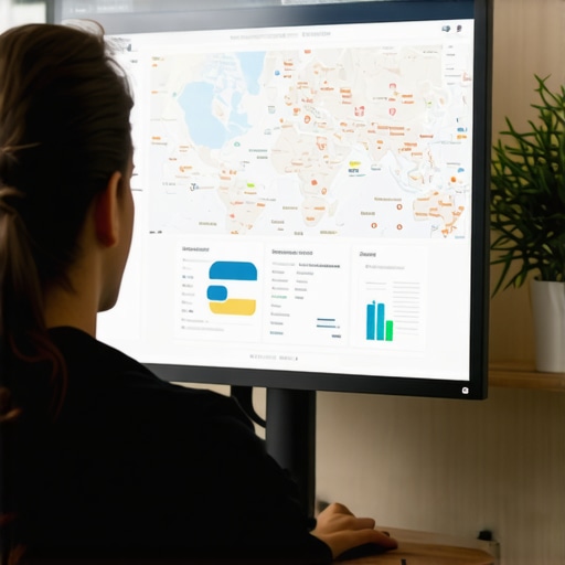 Analyzing Local SEO Data for 2025 Person analyzing local SEO data on a computer with maps and graphs.
