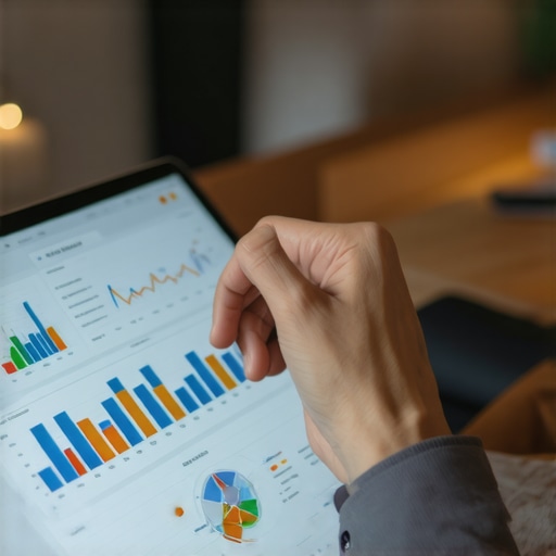 Data-Driven Local SEO Analysis Person reviewing local SEO metrics and analytics on a tablet.