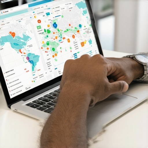Analyzing Maps SEO Performance A professional reviewing SEO metrics for Google Maps rankings