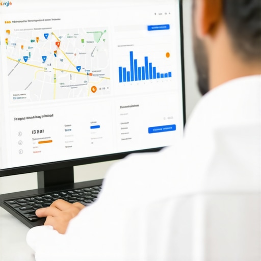 Digital marketer reviewing Google Maps SEO analytics and charts