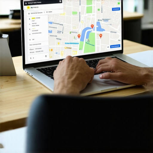 Person updating Google Business Profile on laptop in a workspace