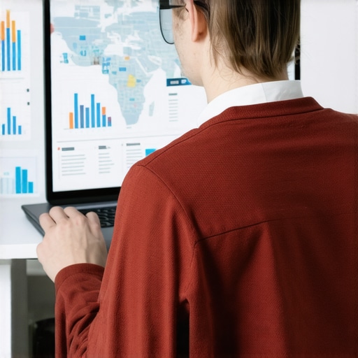 A person reviewing SEO analytics on a computer screen with charts and graphs