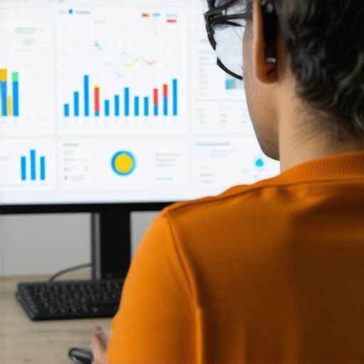 Person analyzing local SEO data on a computer with charts and graphs.