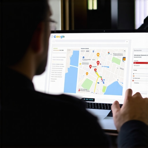 Optimizing GMB Profile Person working on Google My Business profile on a laptop.