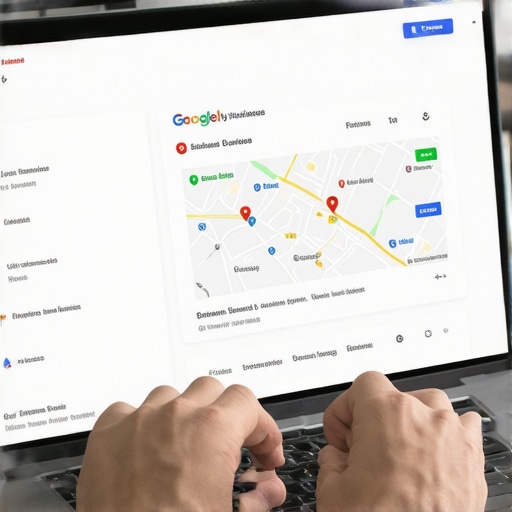 Optimizing Google My Business Profile Person updating and optimizing their Google My Business profile on a laptop to improve local search rankings.