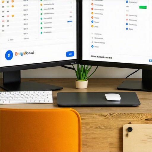 Desk with SEO software screens open for local business optimization.