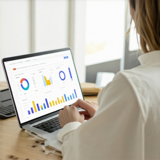 Marketing professional reviewing Google My Business insights and local engagement metrics.