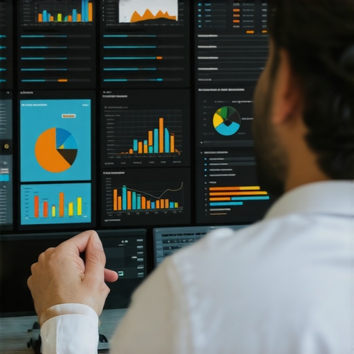 Digital marketer reviewing local SEO engagement metrics on a monitor.