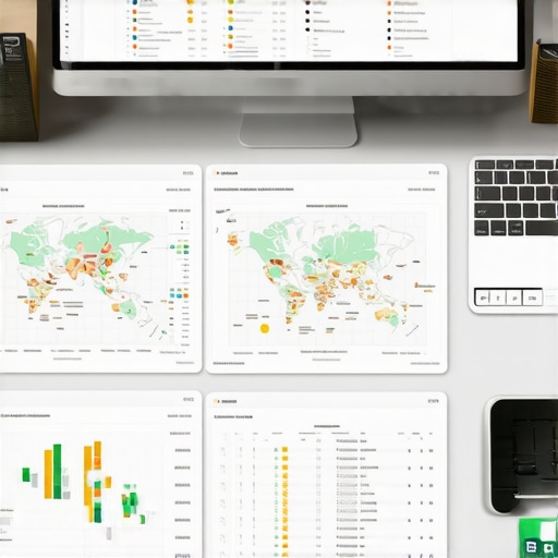 A workspace with maps, charts, and digital marketing tools for local SEO optimization.