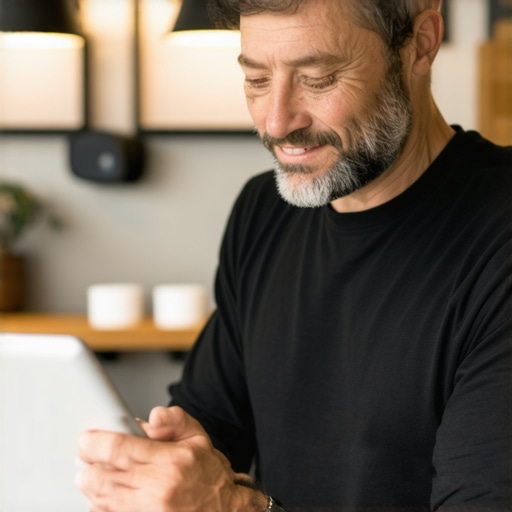 Business owner enhancing Google My Business listing with updated photos and review responses