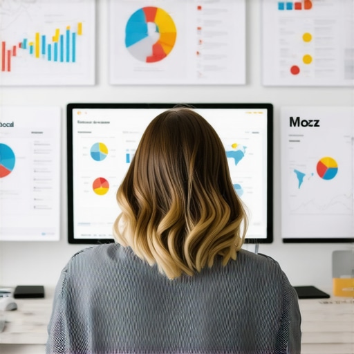 Person analyzing local SEO performance with SEO tools and maps