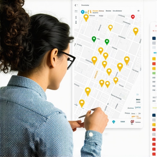 Business owner gathering reviews from customers in a geo-fenced area on a map.