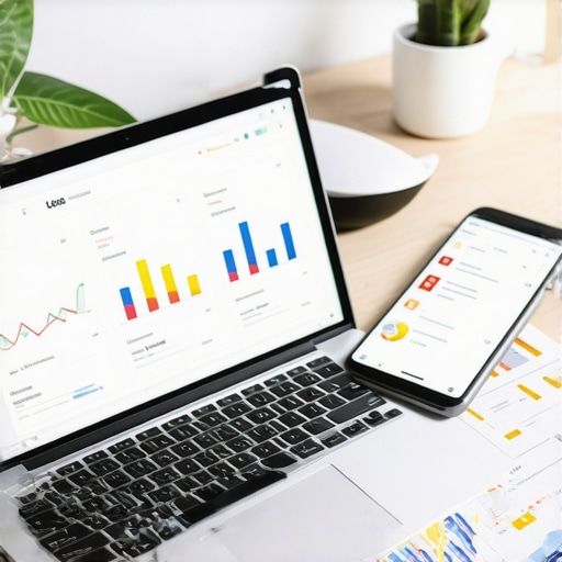 Various devices and printed maps showing local SEO analytics and review management